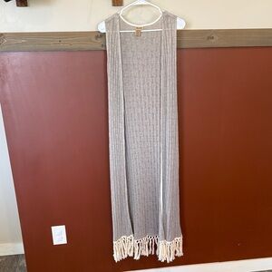 Wrangler Beige Knit Vest with Fringe